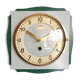 Clock formica vintage silent wall square "FFR golden green"