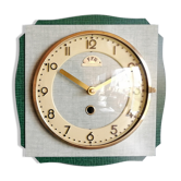 Horloge formica vintage murale silencieuse carrée "FFR vert doré"