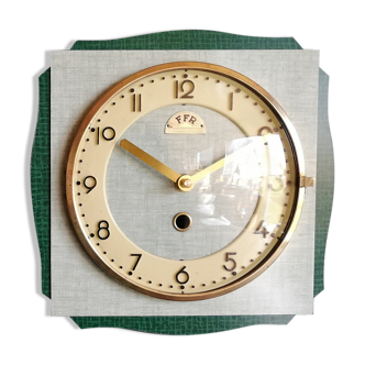 Clock formica vintage silent wall square "FFR golden green"