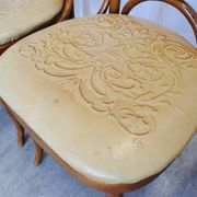 Set of 4 Vintage Bentwood Dining Chairs: Cane Back, Leather Seat, Thonet St