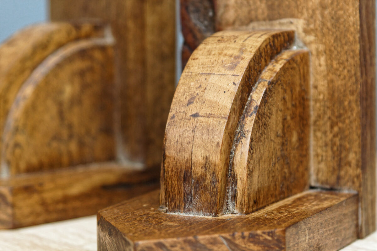 Pair of art deco bookends, solid wood
