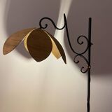 Wrought iron tripod floor lamp & flower lampshade