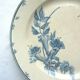 Flat round dish signed Gien, blue model, Hummingbird, Flowers and birds, 27 cm