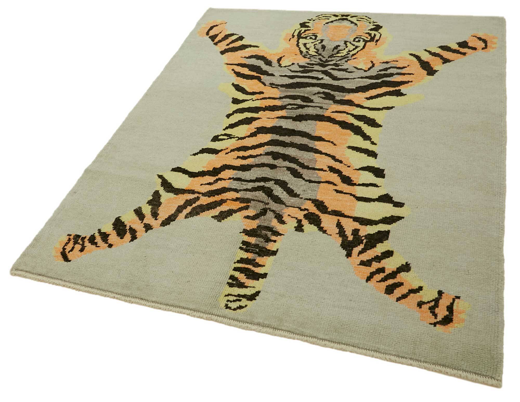 Tapis tigre turc en laine noué à la main 141 cm x 188 cm