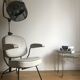 Fauteuil de coiffeur vintage avec casque transformé en lampe