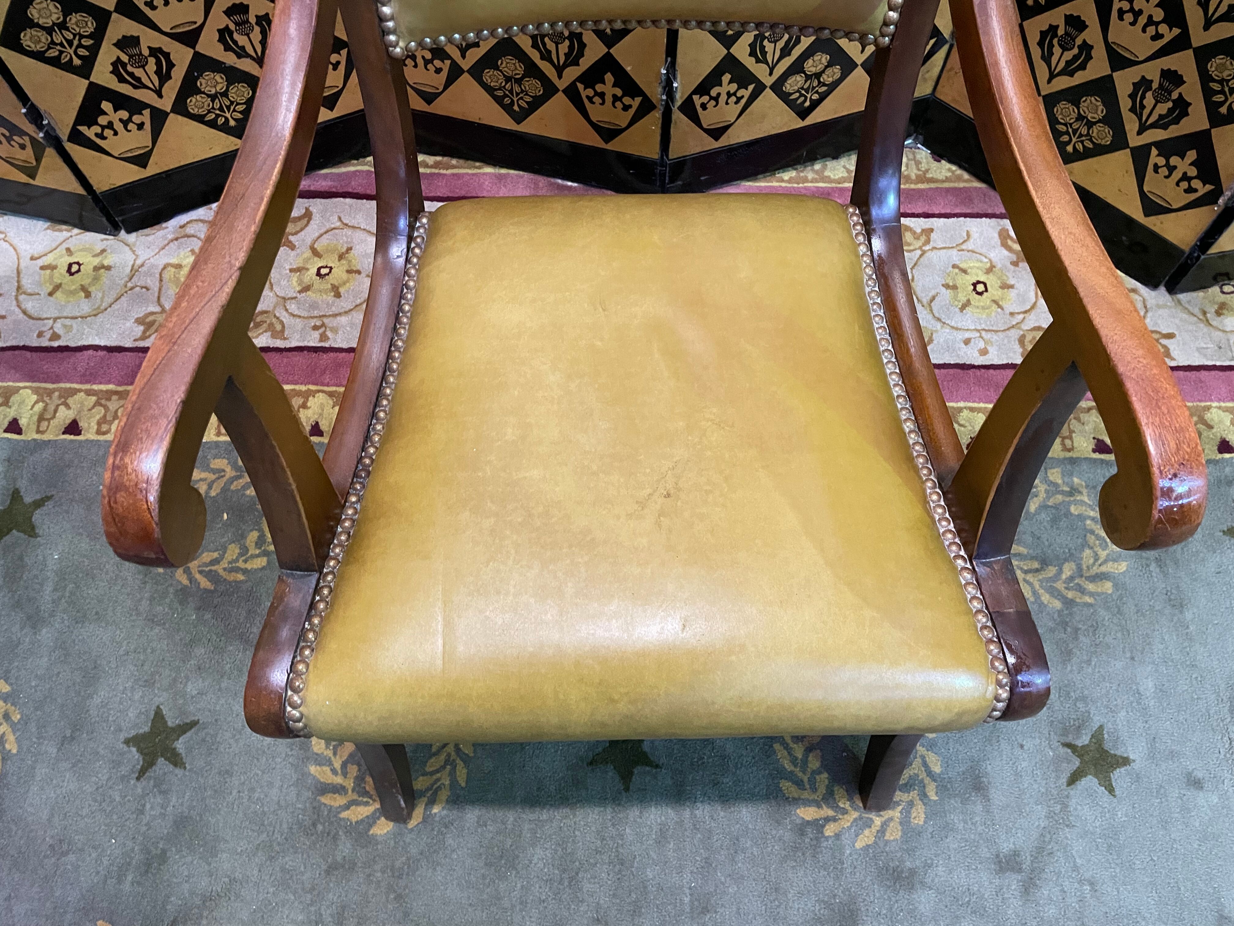English office armchair mahogany and leather
