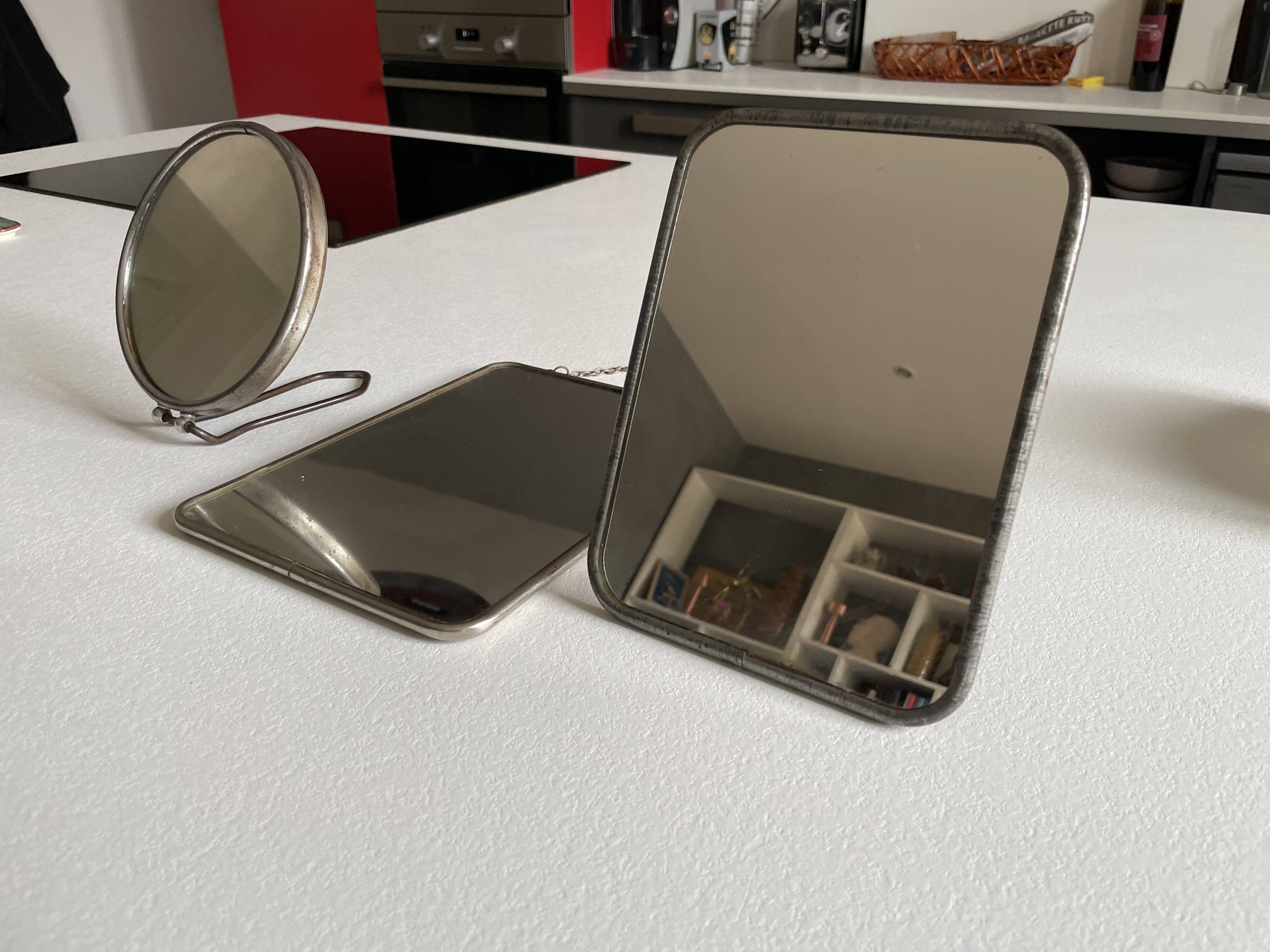 Lot de 3 miroirs de barbier