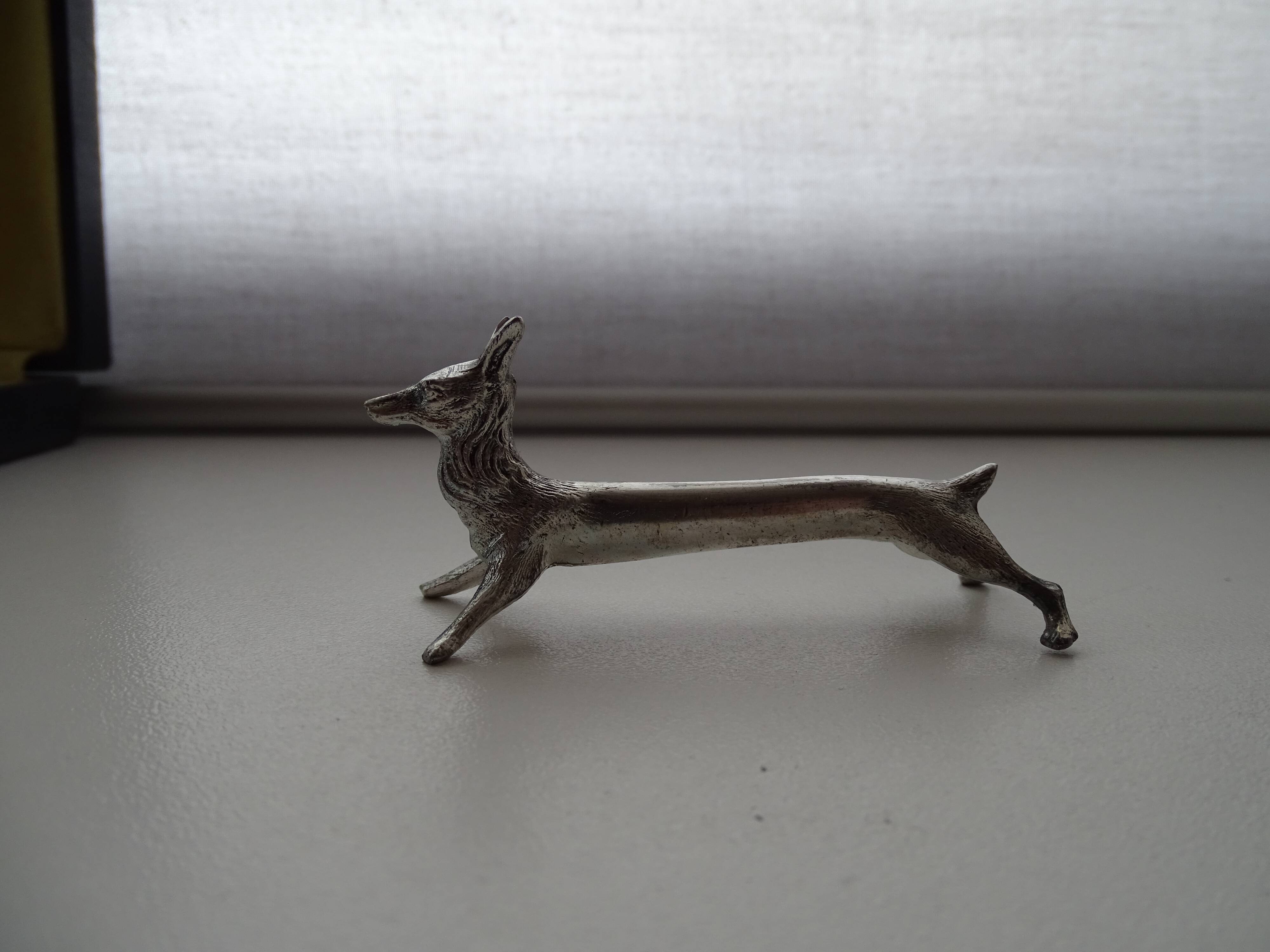 12 animal knife holders Art Deco antique silver metal in case
