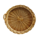 Round tray with wicker and glass handles