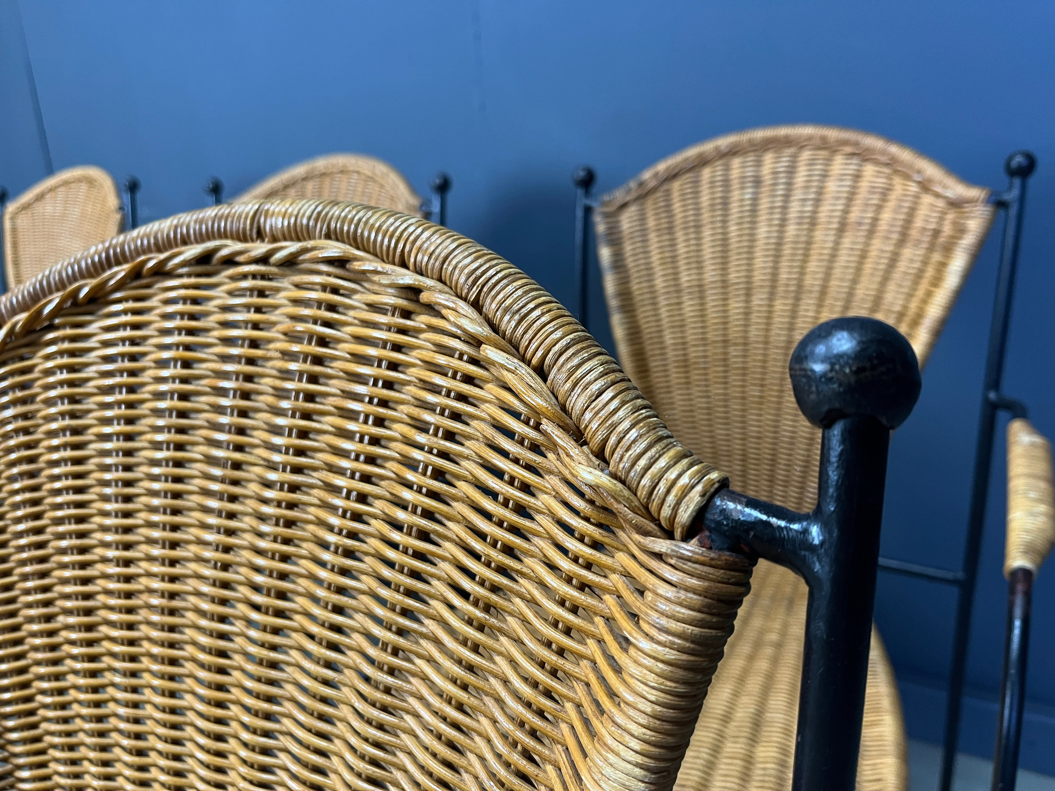 Wicker chairs by Frederick Weinberg, 1960s, set of 6
