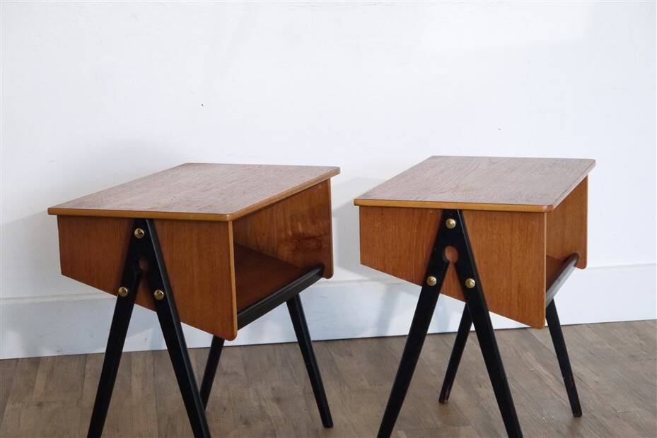Scandinavian teak bedside tables from the 1960s.