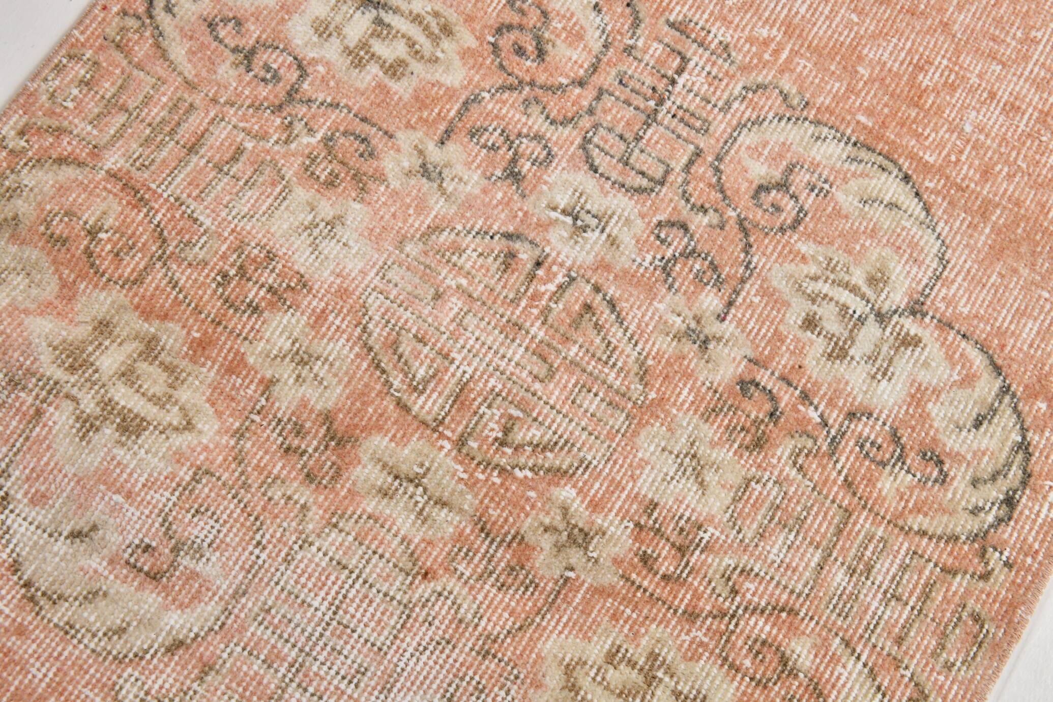 Pale Red & Beige Turkish Runner Rug, 71x301Cm