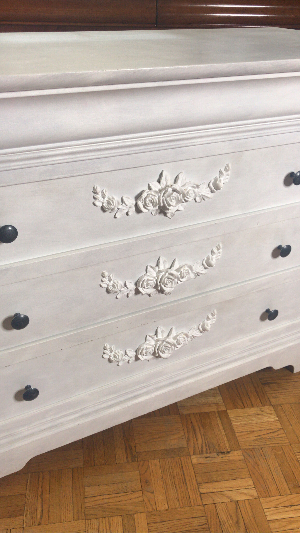 Vintage white dresser with Shabby chic moldings