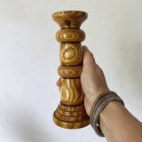 Pair of turned wooden candlesticks