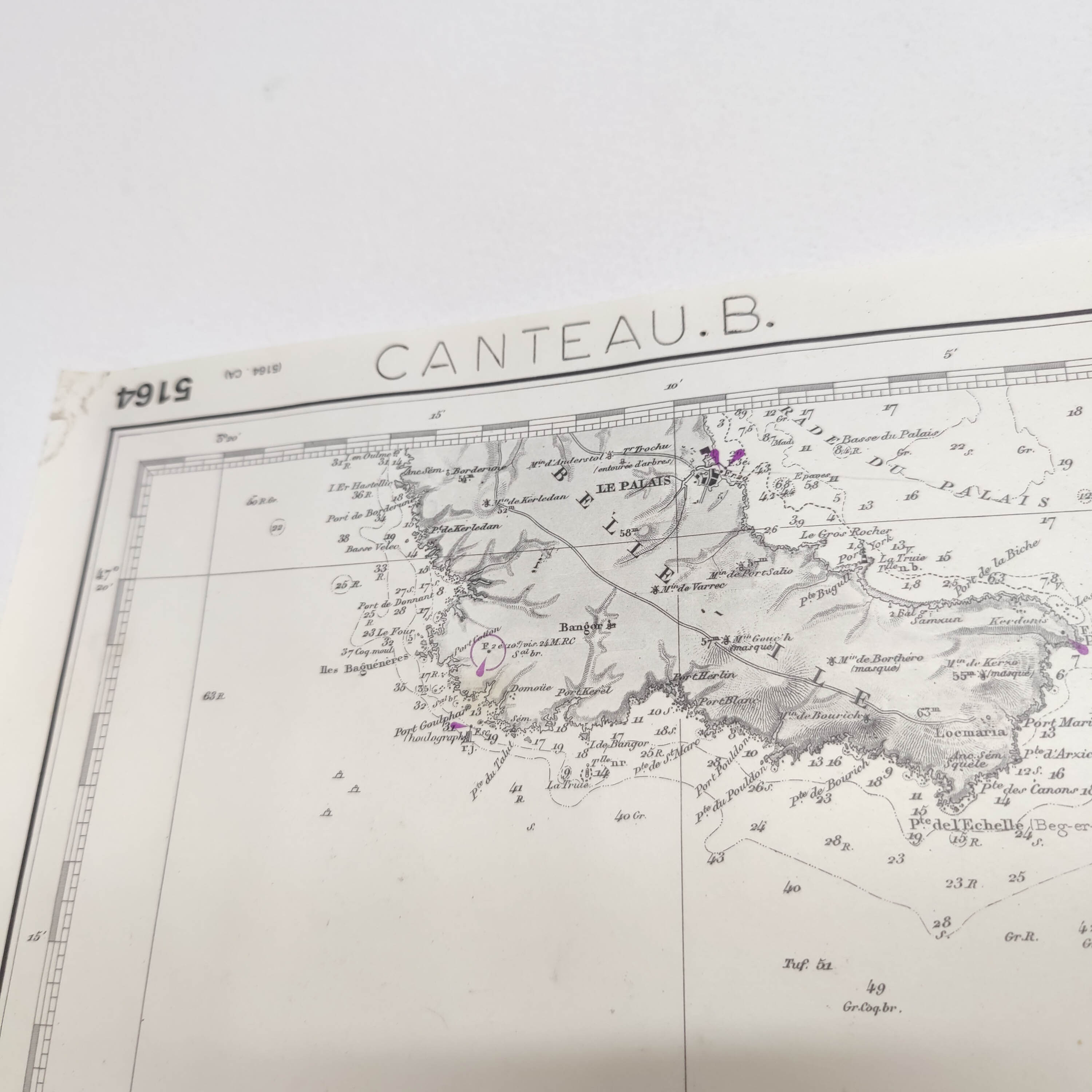 Map of the west coast of France from Belle Ile to Ile d'Yeu
