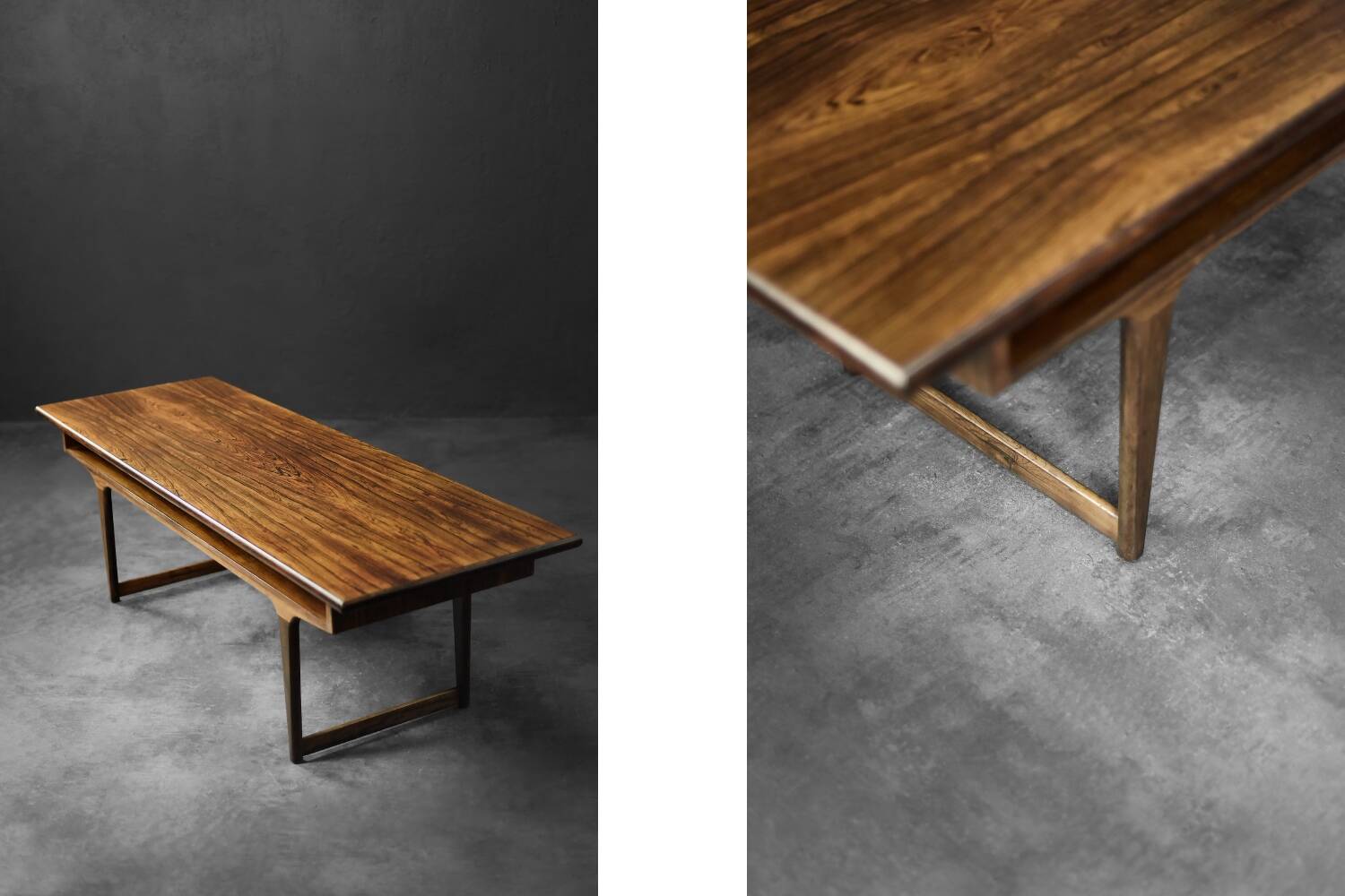 Vintage Mid-Century Modern Danish Rosewood Coffee Table with Shelf, 1960s