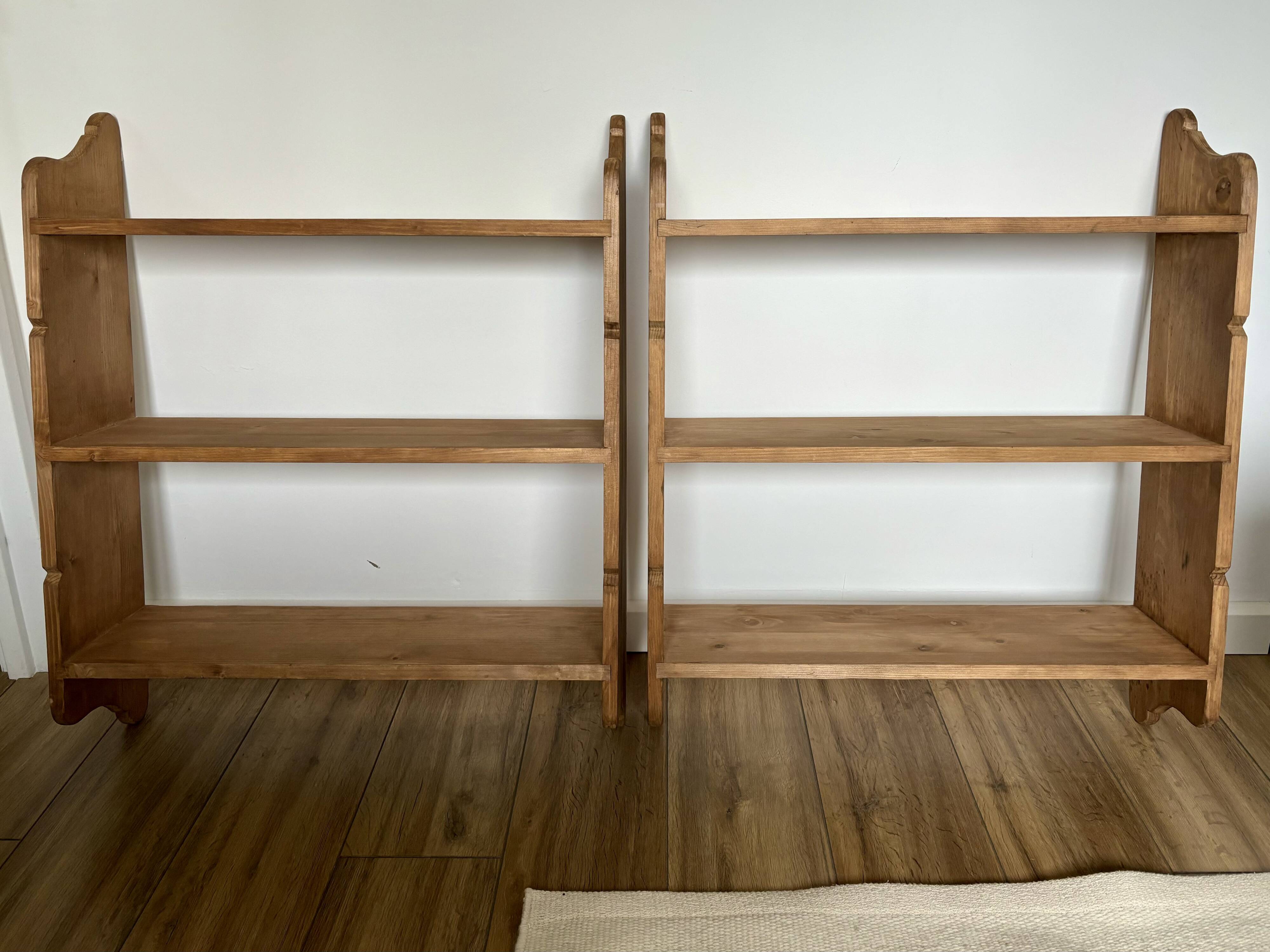 Large vintage solid wood shelves renovated
