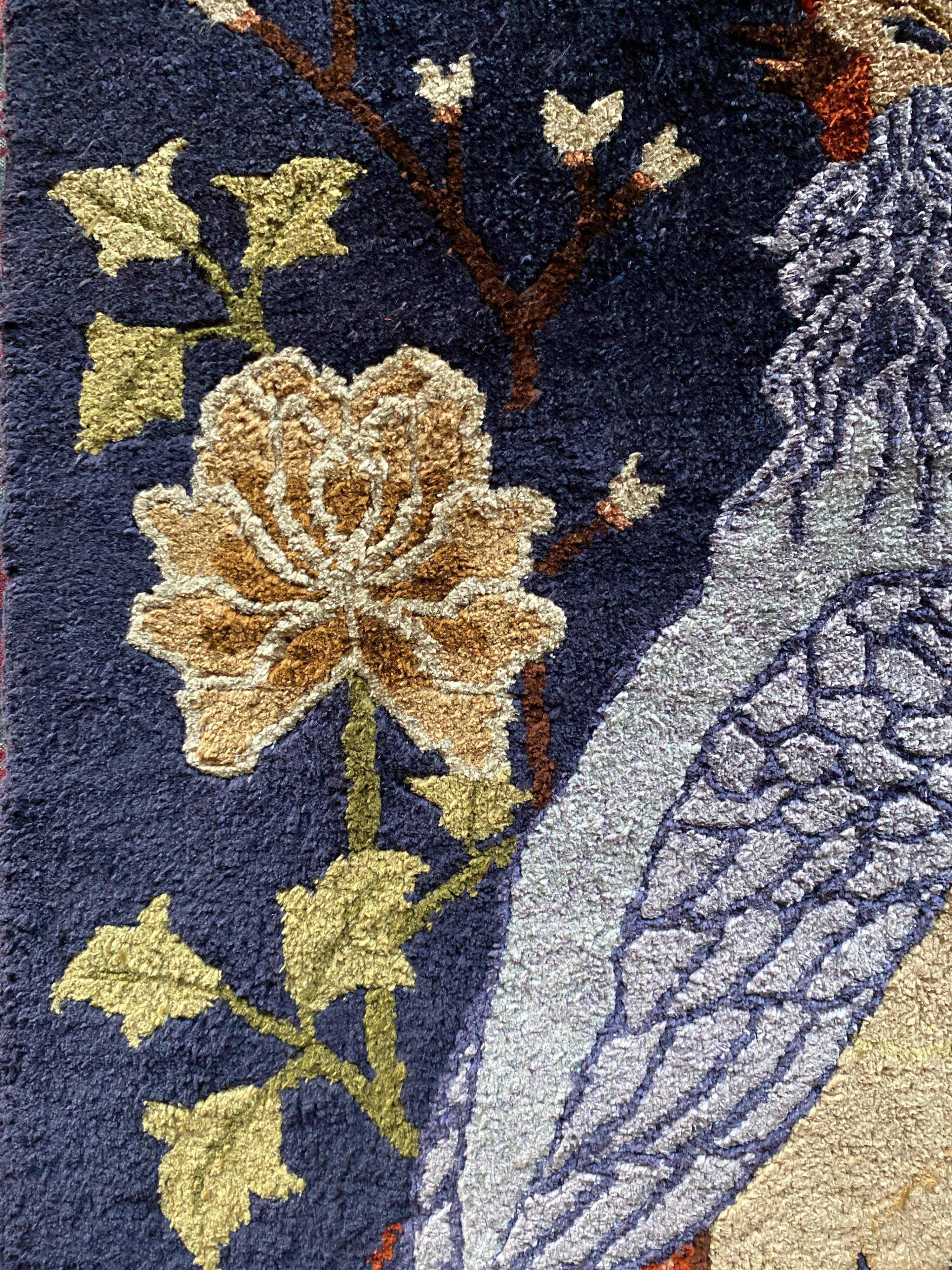 Art Deco Chinese Handmade Silk Bautou Tapestry Rug, Early 20th Century