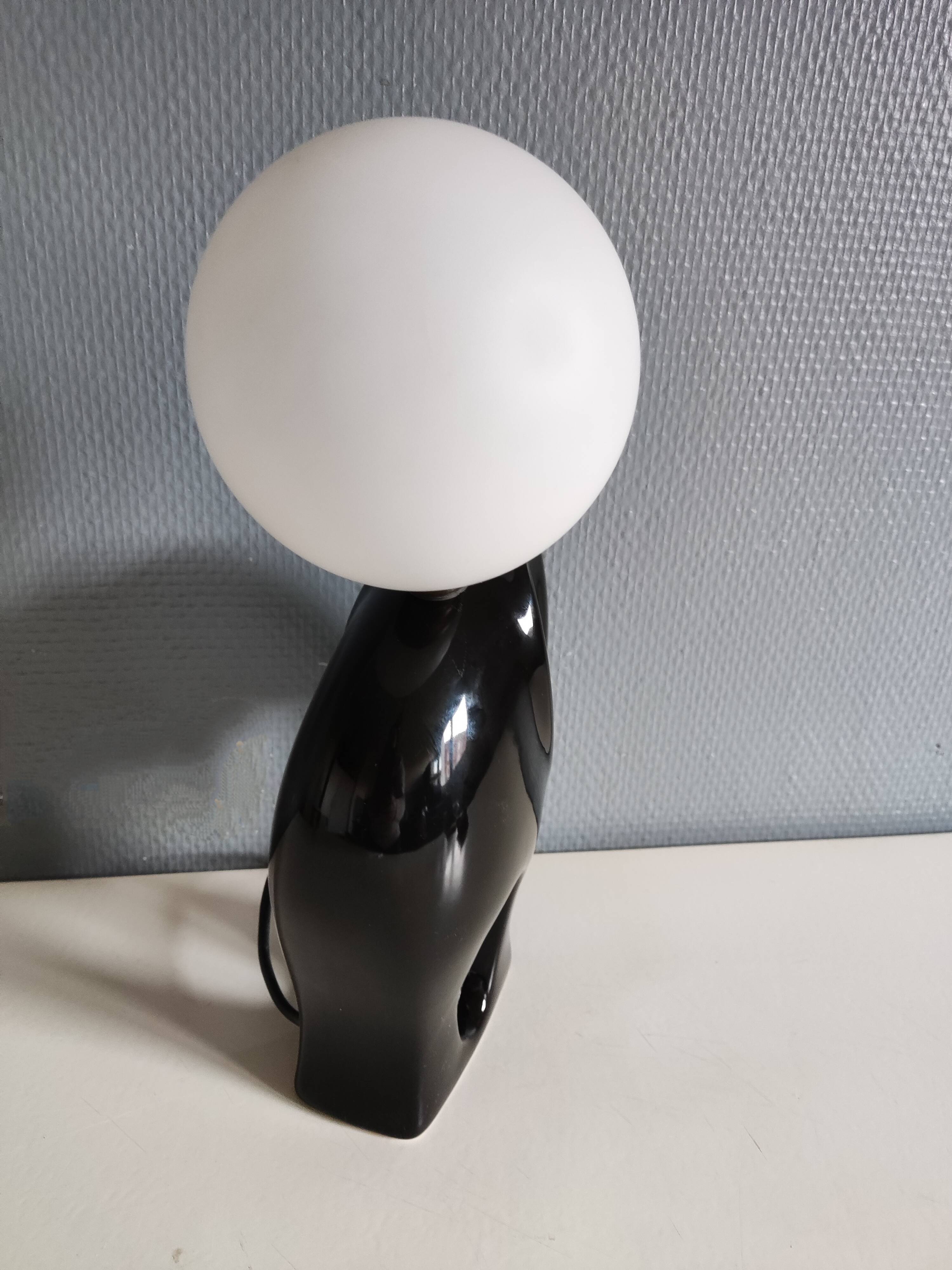 Ceramic lamp with opal globe