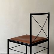 Metal and cognac leather chair, Arrben Italy design 1970