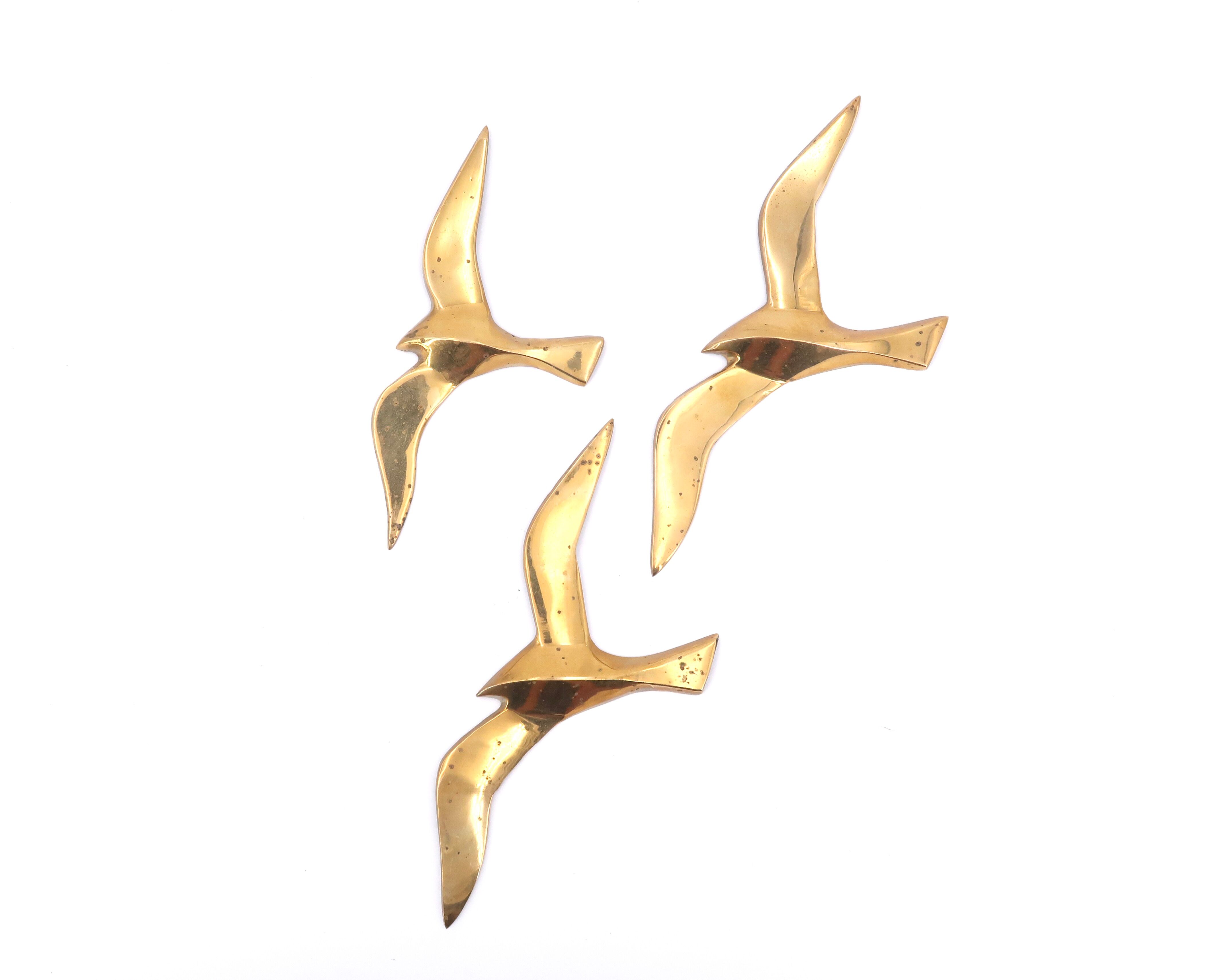 Birds in flight brass wall plaques, 1970s