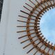 Sun mirror of the 50s in rattan