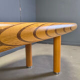 XXL dining table in burl and elm wood, 1980s