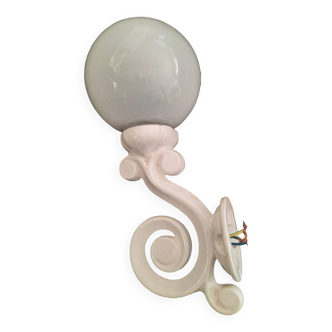 Vintage white enamelled cast iron wall light