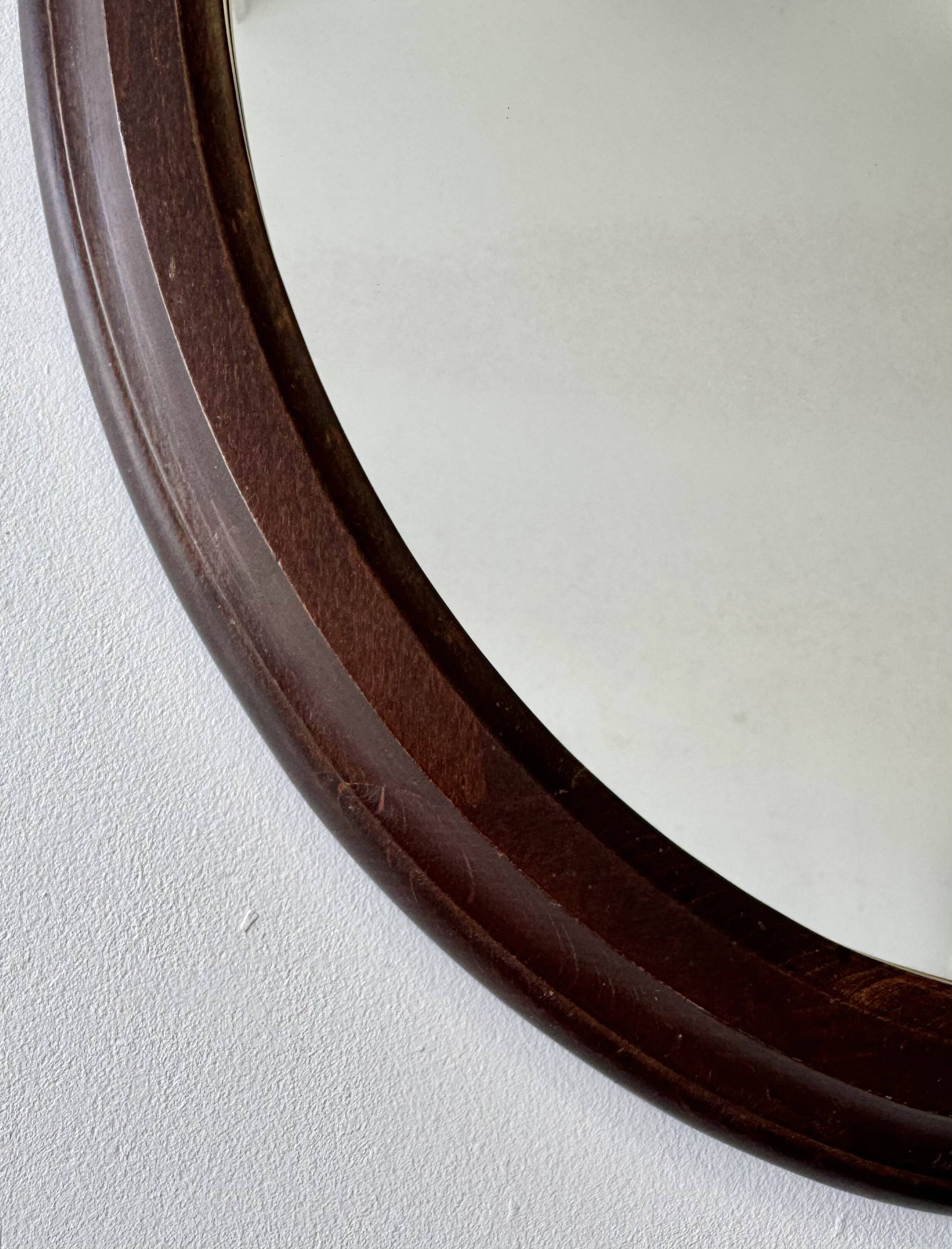 Vintage Oval Mirror Wooden Frame