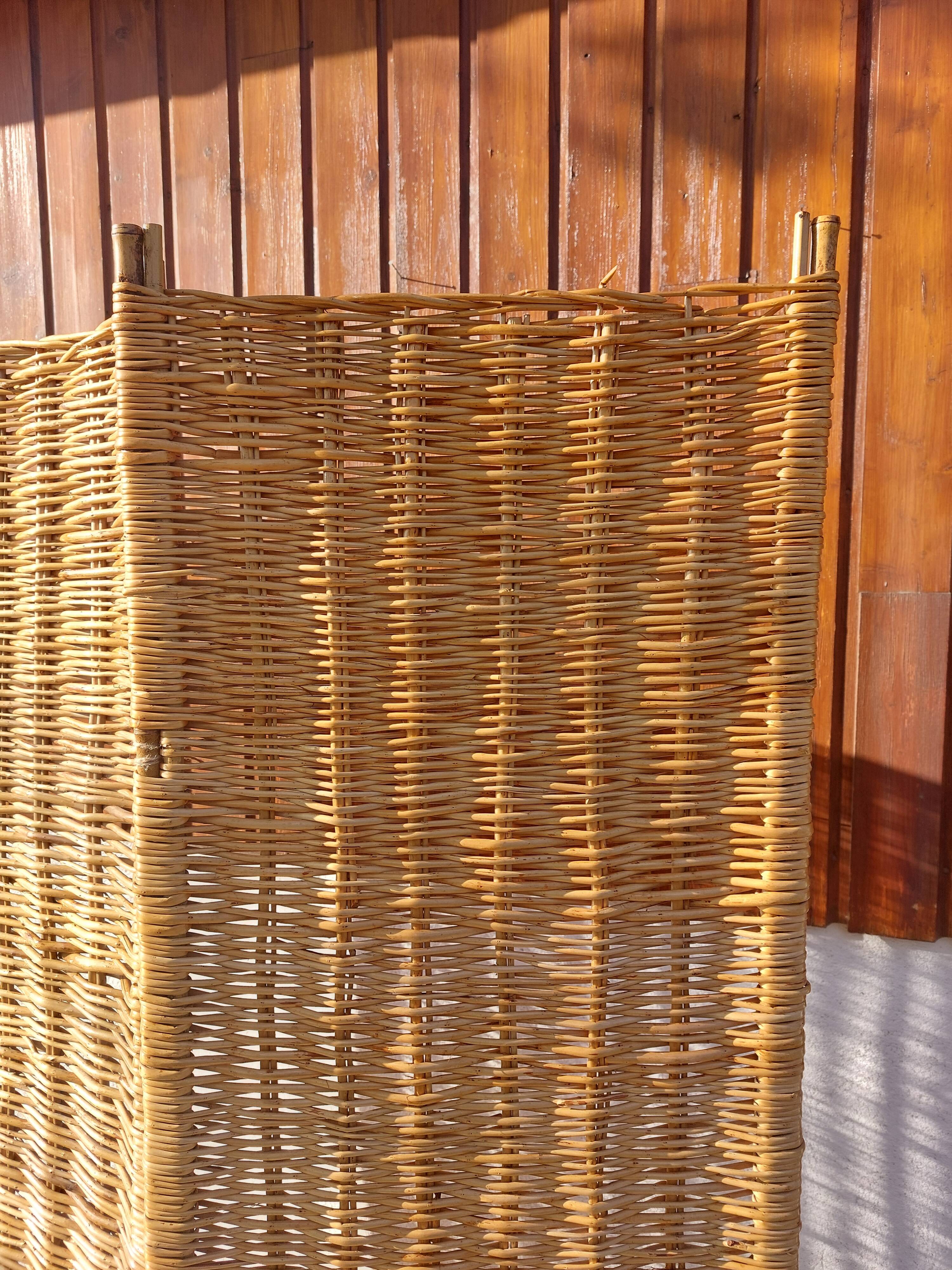 paravent en osier, 3 panneaux