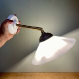 Vintage white opaline lampshade wall lamp