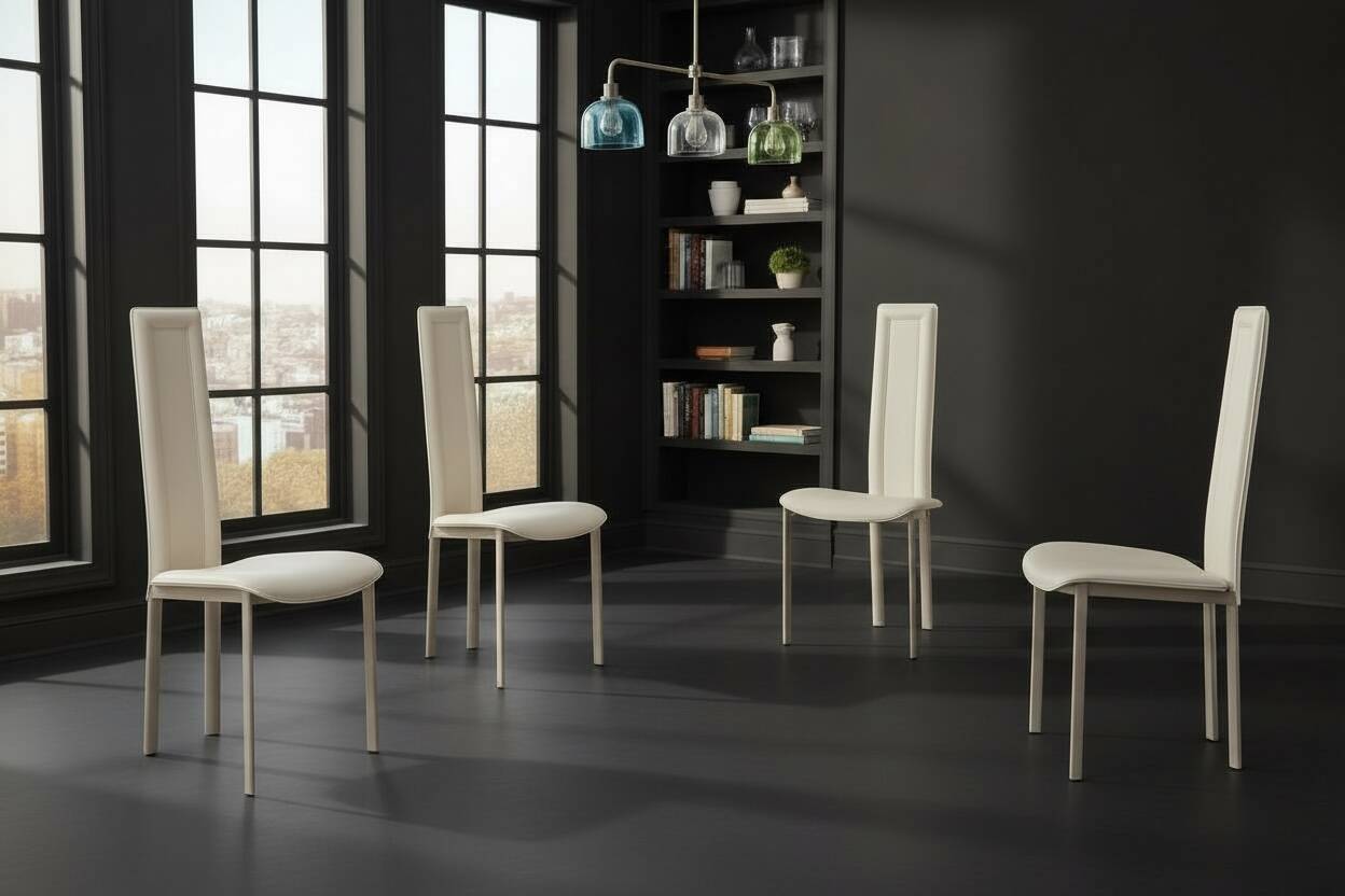 Set of 4 Cattelan Italia white leather chairs from the 1980s, vintage Italian design