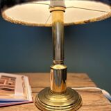 Lampe laiton et velours 1970