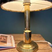 Lampe laiton et velours 1970
