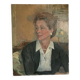 Large portrait painting of a woman, oil on canvas, signed.