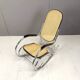 Vintage chrome and rattan rocking chair, 1960s