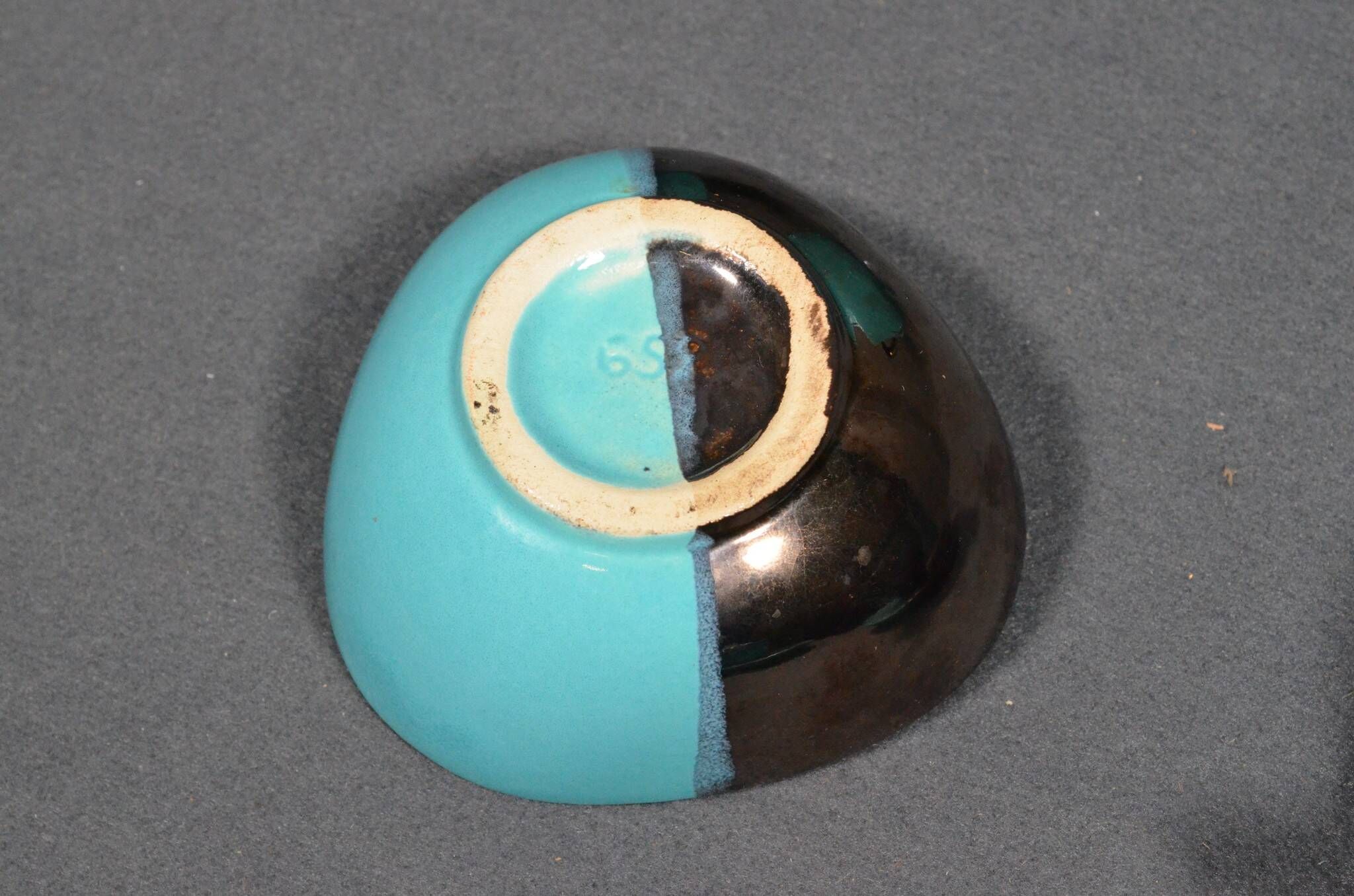 Vallauris coffee service in black and turquoise earthenware.