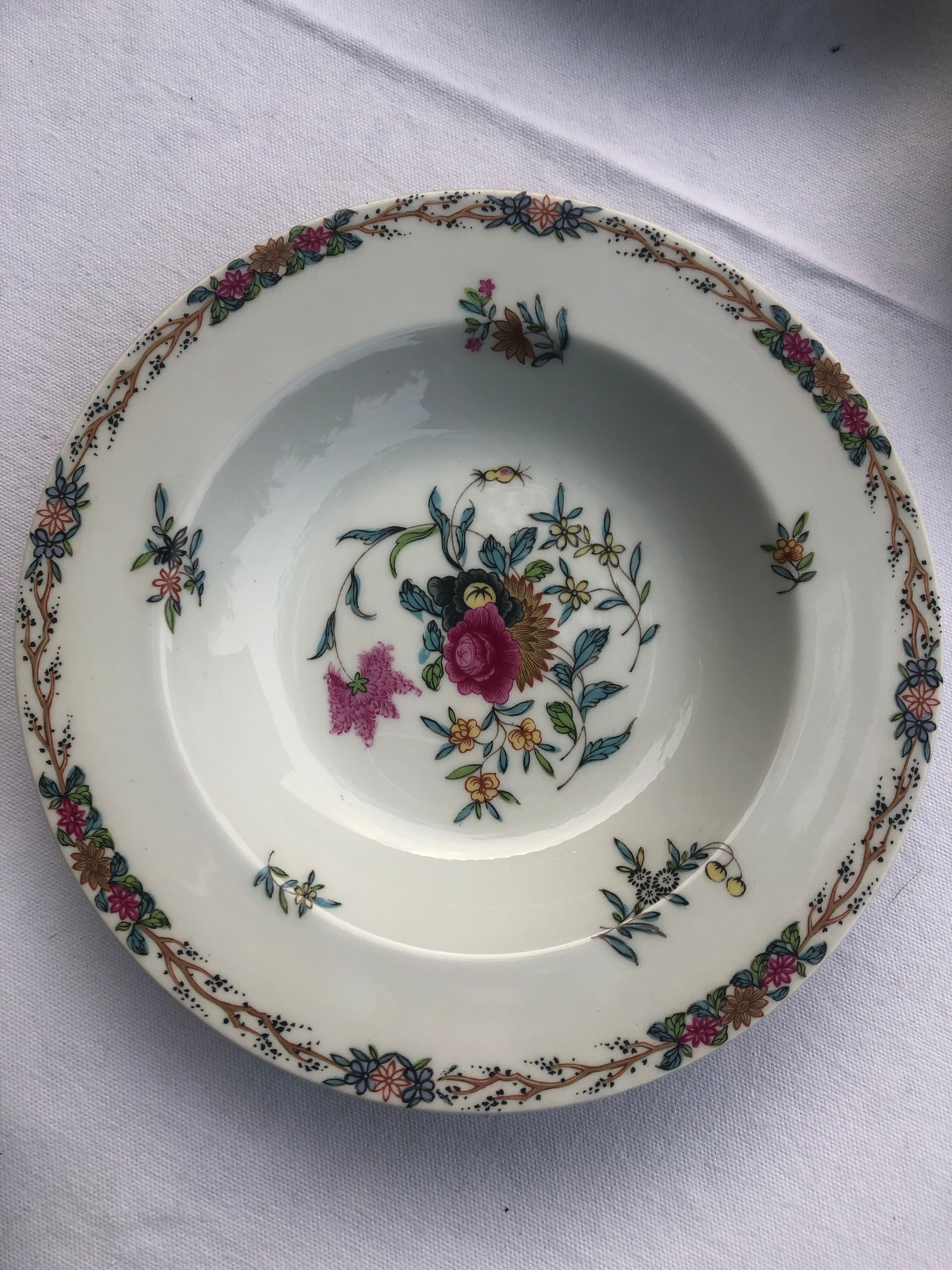 Set of 12 hollow plates haviland pondichery