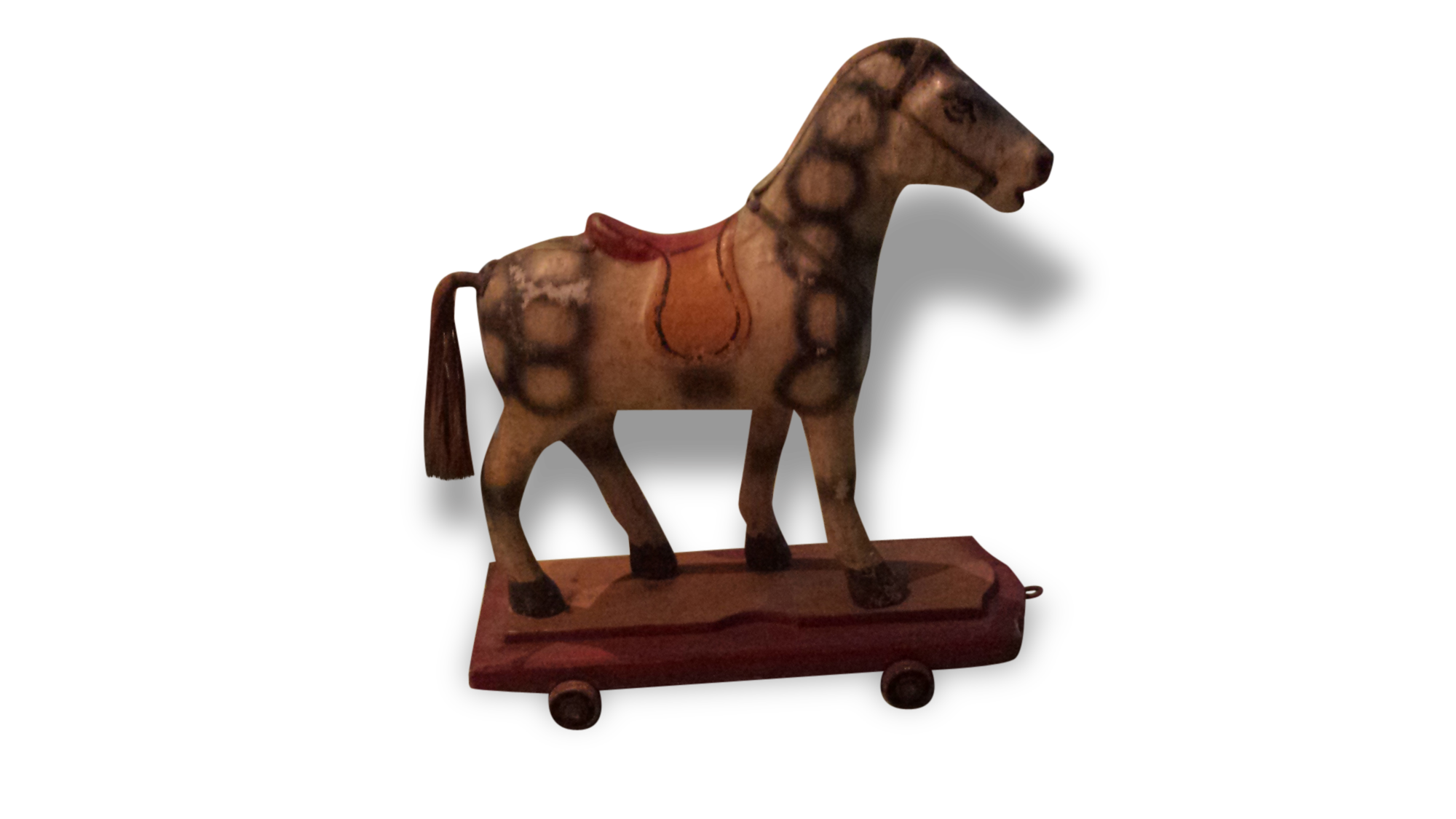 Cheval à Roulettes Vintage En Papier Mâché - Années 70 - Très Bon état Général
