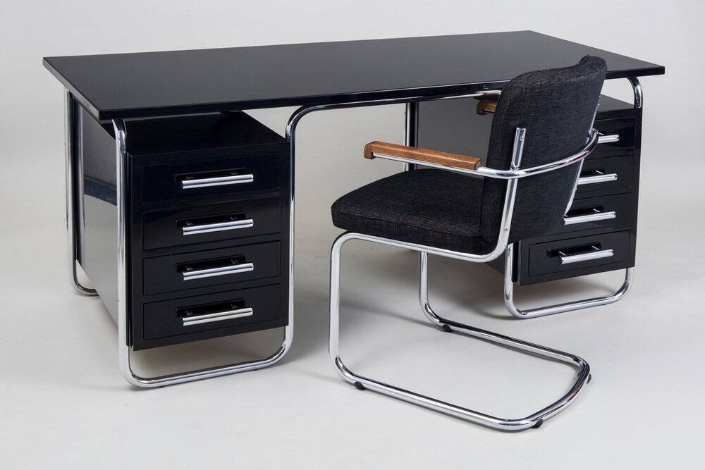Bauhaus Writing Desk in Chrome by M. Breuer for Thonet, Czech, 1930s