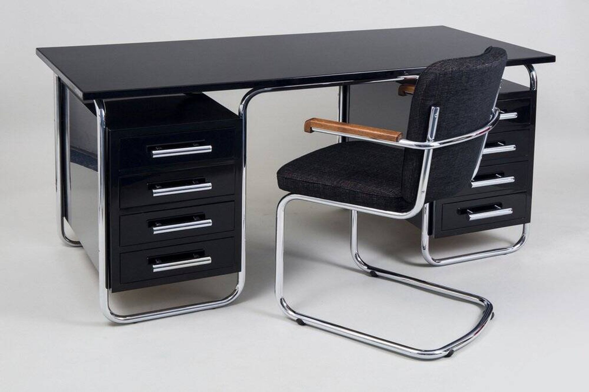 Bauhaus Writing Desk in Chrome by M. Breuer for Thonet, Czech, 1930s
