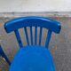 2 blue bistro chairs in curved solid wood