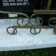 Wall mounted wrought iron coat rack from the 1970s