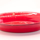 Handcrafted oval dish in scarlet red ceramic