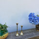 Duo of Scandinavian candle holders in gilded brass