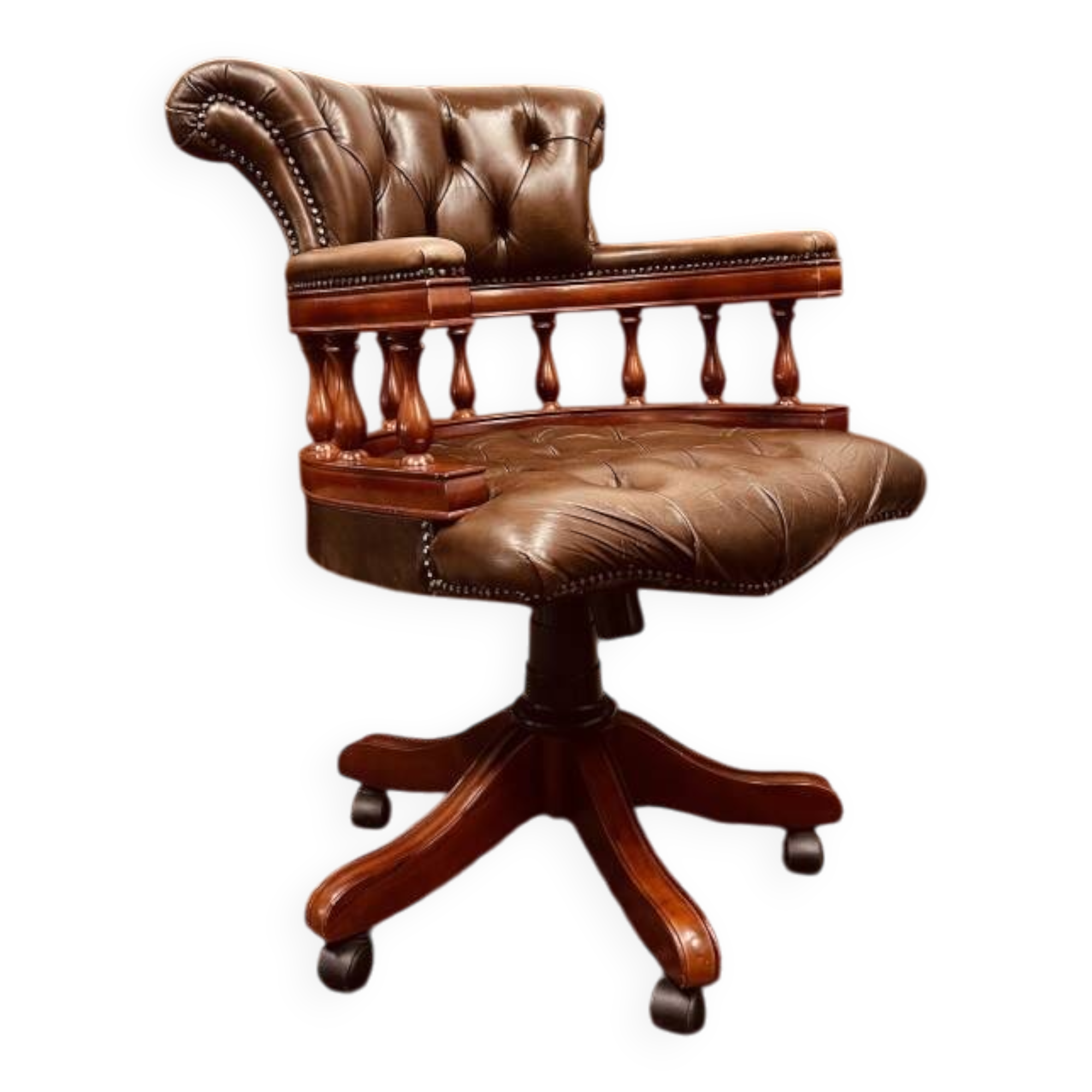 Brown Chesterfield Captain Desk Chair Office chair