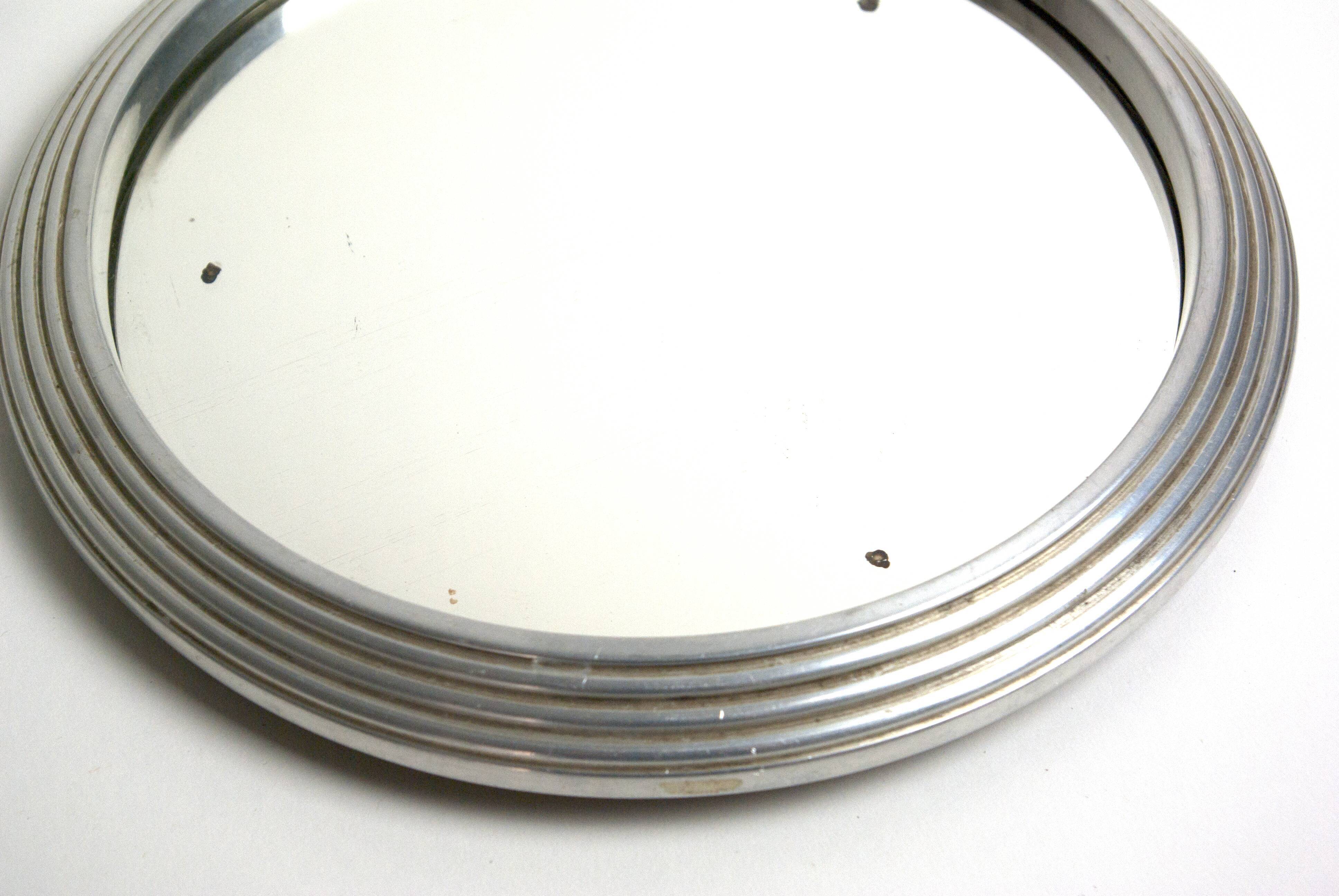 Round mirror to ask grooved stainless on board made in france 50 years