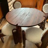 Vintage 5-piece Szedleczky set in wood with white covers, round table Ø112 cm.