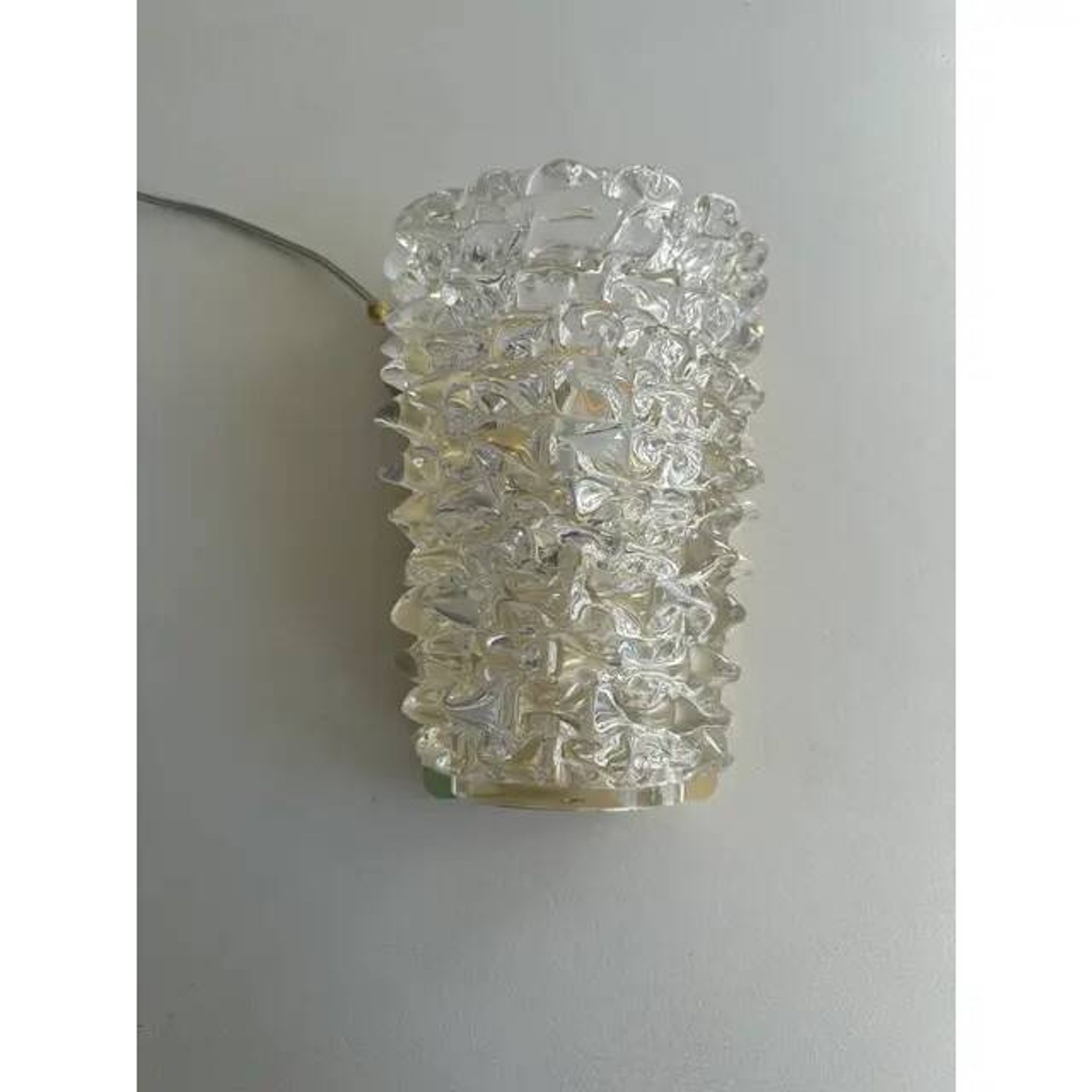 A Pair Barovier Art Deco Rostrato Clear Italian Murano Glass Wall Sconces