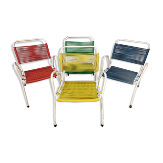 Series of four Scoubidou armchairs